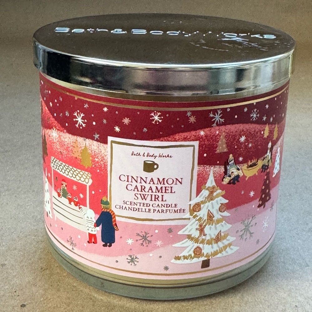 Bath and Body Works Cinnamon Caramel Swirl Three Wick Candle. 14.5 oz/411g